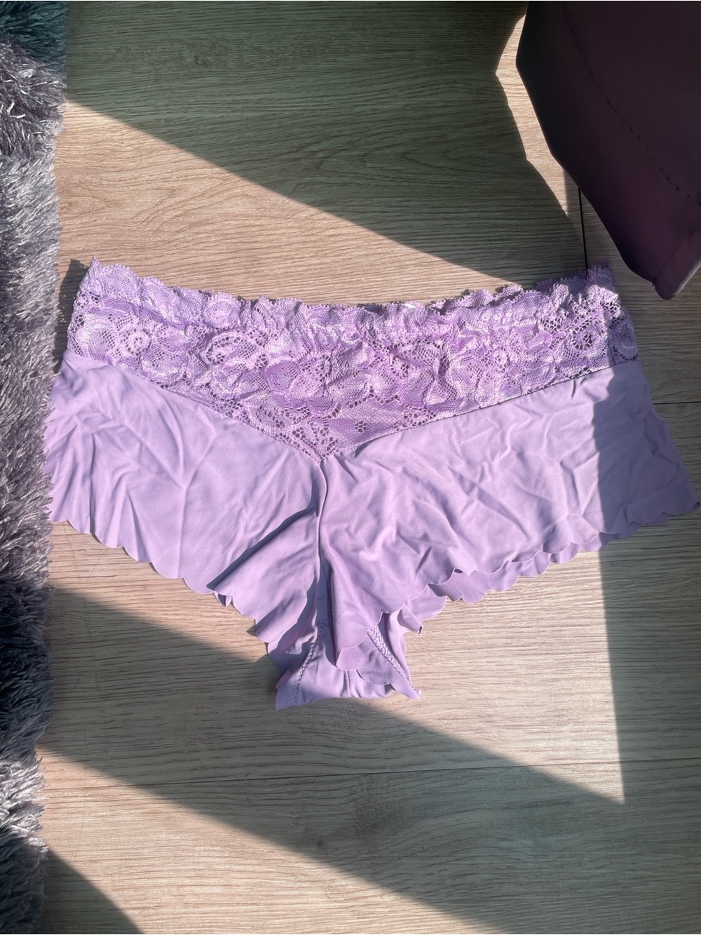 Lavender Lace-Trim Women's Hipster Briefs - Unbranded